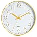 Produktbild LENRUS 12 Zoll 30cm Wall Clock Modern Quartz Lautlos Wanduhr mit Arabisch Ziffer Wanduhren Ohne Ticken Wohnaccessoires Deko (Gans Gelb)