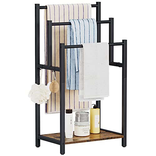 Honiter Towel Racks For Bathroom, 3 Tier Free Standing Towel Rack, Blanket Rack, Metal Towel Holder With Shelf For Bathroom Accessories Organizer For Bath Storage & Hand Towels, Next To Tub Or Shower #TOP22