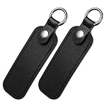 Ymapinc 2 Pcs Leather USB Flash Drive Holder, Flash Thumb Drive Case, Portable Storage Carrying Case with Keychain Travel Key Chain (Black PU Leather)