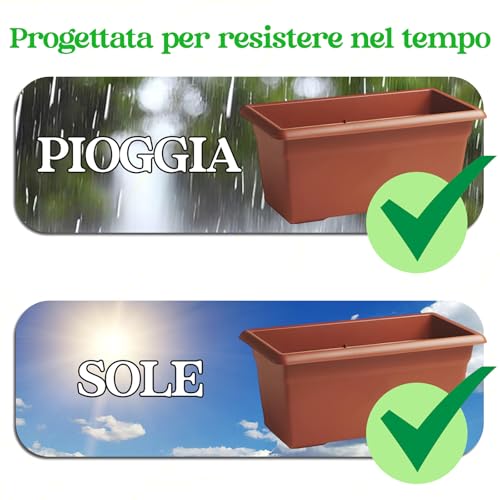 Stefanplast Vaso in Plastica Medio Rettangolare Coccio 80X39 H.34 - 4