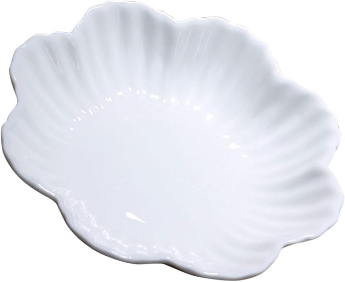 SUPVOX Ceramic Flower Salad Plate Medium Size Deep Pasta and Dinner Serving Plate for Home Kitchen Decorative Food Dish