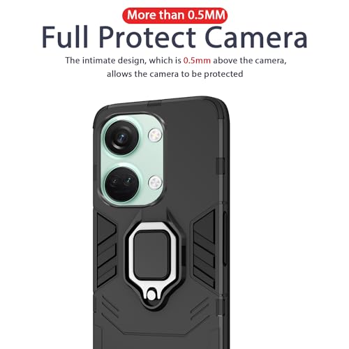 Image of Pikkme OnePlus Nord 3 5G Back Cover | D5 Tough Armor Bumper | 360 Protection Case | Ring Holder Stand Case for OnePlus Nord 3 5G (Black)