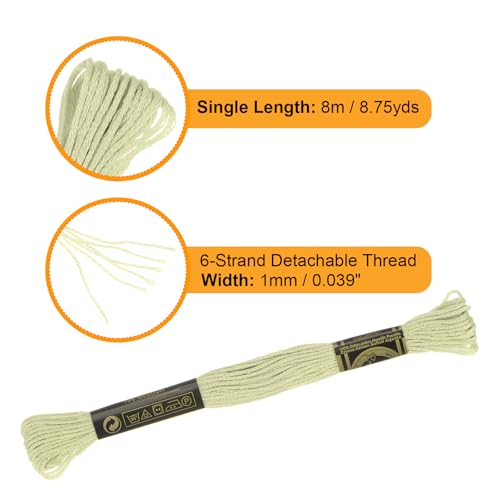Image of HARFINGTON 12 Skeins Embroidery Floss 8.75yds(8m) Egyptian Long-Staple Cotton Cross Stitch Thread for Sewing DIY Bracelet Yarn String and Crafts, Light Yellow(6010)