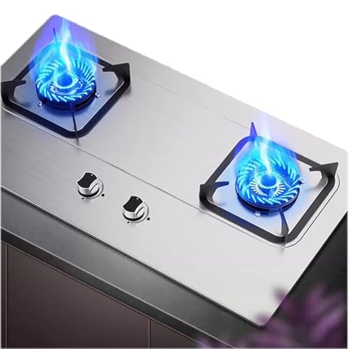 THEGA Estufa De Gas Butano, Cocina A Gas De 5,0 KW con 2 Quemadores, Protección contra Apagado De Llamas para Evitar Fugas De Gas, Acero Inoxidable Fácil De Limpiar(LPG)