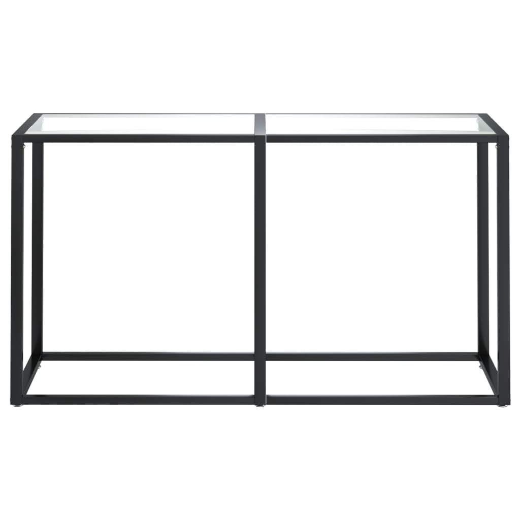 Przezroczysty stolik konsolowy ze szkła hartowanego i stali malowanej proszkowo, 140 x 35 x 75,5 cm, stolik pomocniczy do salonu, korytarza, sypialni, jako dekoracja