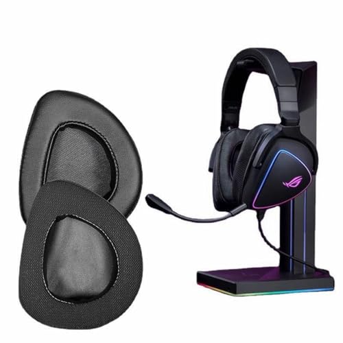 Repuestos Almohadillas para Auriculares Compatible con ASUS ROG Delta Aura Sync USB-C Gaming Headsets (Cuero/Negro) miniatura 2