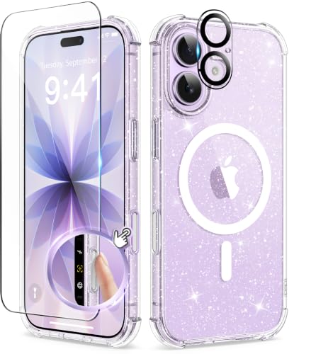 Coque iPhone 17 paillettes BERFY avec protection écran et objectif photo transparent