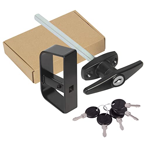 Shed Door Latch T-Handle Lock Kit With 5 Keys,Bteobfy 5-1/2" Stem Storage Barn Shed Door Hardware Lock Set For Playhouses, Chicken Coops,Camper (Black) #TOP1