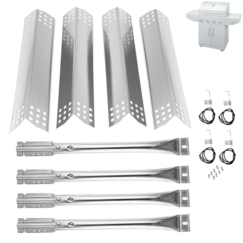 BBQration Stainless Steel Grill Parts for Master Forge 1010037 1010048 Heat Plates Tent Shield Burner Tube and Ignitors Kit for Master Forge 4 Burner Grill Replacement Parts