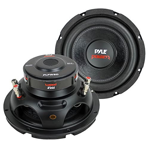 Pyle 8 Inch 1600 Watt DVC 4 Ohm Car Audio Subwoofer Speaker Set with 40 Oz Magnet and 1.5 Inch 4 Layer Voice Coil, Black (2 Pack)