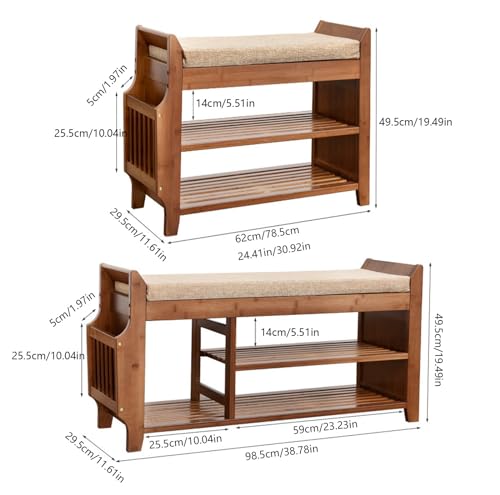 Banc à chaussures en bambou de qualité supérieure pour intérieur - 4