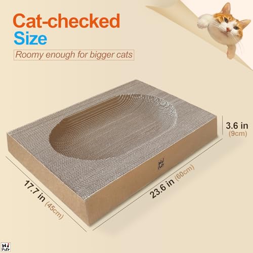 Large Cat Scratcher Bed with Oval Curved Nesting Design, Sink-Inspired Shape, Rectangular Edges for Easy Cleaning, Corrugated Cardboard with Kraft Paper, for Indoor Cats - Image 4