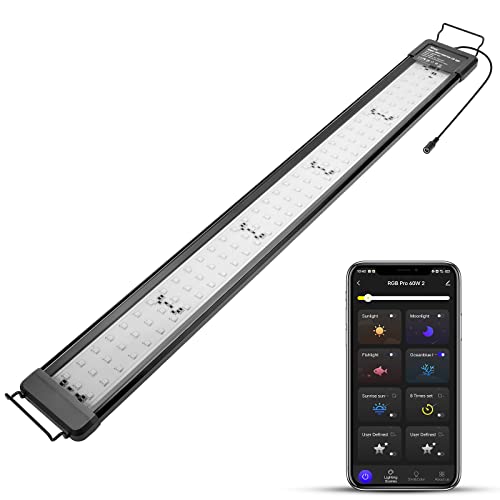 hygger 50W Smart Aquarium Light, Bluetooth LED Light with App Control, Full Spectrum Fish Tank Light with 24/7 Lighting Cycle, 5 Modes, Adjustable Timer, for 36"-42" Freshwater Planted Tank by hygger - Used condition - US$98.19