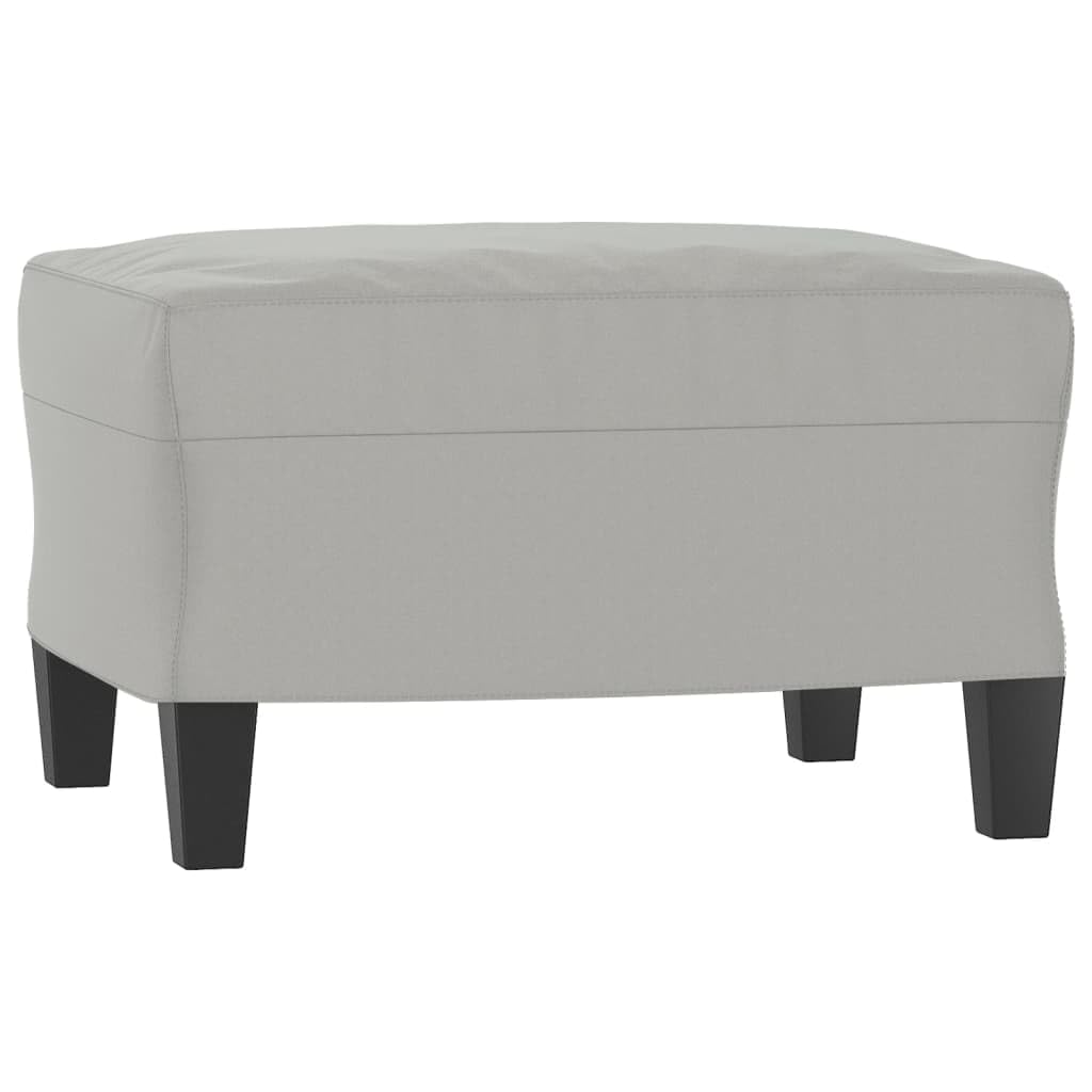 Juego de 4 piezas de sofá gris claro con tejido de microfibra, incluye chaise longue, sofá de 2 plazas, sofá de 3 plazas y reposapiés, taburete de 60 x 50 x 41 cm, diseño moderno para salón