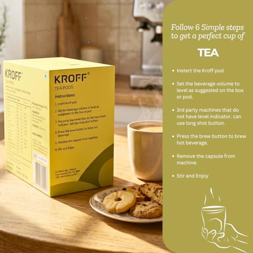 Image of KROFF Masala Chai Latte Tea Pods | Dolce Gusto Compatible | Spiced Masala Tea Blend with Creamy Milk | 10 Pods Per Box