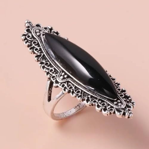 Hyperbole Vintage Style Ring with Black Stone for Women Retro Party Jewelry