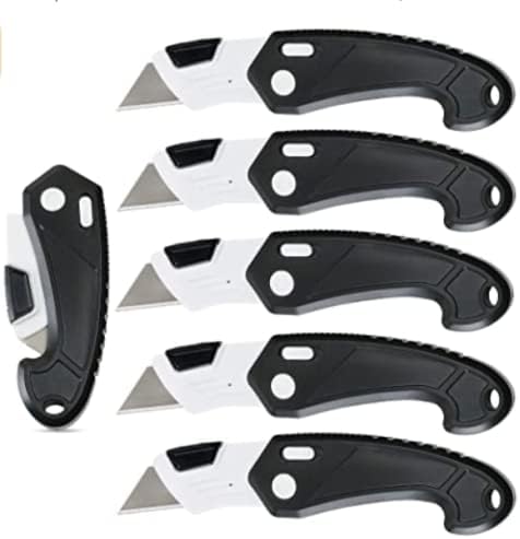 Zimpty 6-Pack knife Box Cutter, Razor Knife, Back Lock Design, Quick Change Blade, Folding Utility Knife for Boxes, Cardboard, Carton, Carpet