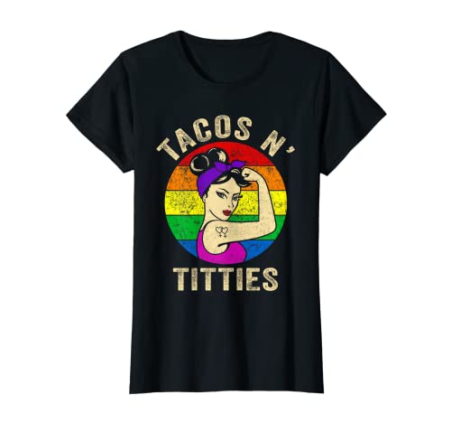 Tacos y Tetas Divertidos LGBT Gay Orgullo Regalos LGBTQ Lesbianas Camiseta