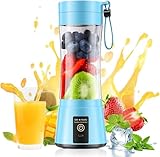Cordless Portable Personal Size Blender - Mini Blender Make Smoothies and Shakes, 380Ml BPA Free Travel Cup, Powerful Blending Suit in Office/Home/Gym