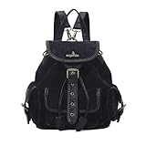 Angel Kiss Small Corduroy Backpack Purse for Women, 3-in-1 Convertible Shoulder Bag with Detachable Straps, Vintage Multi-Pocket Mini Daypack with Vegan Leather Trim for Travel & Everyday
