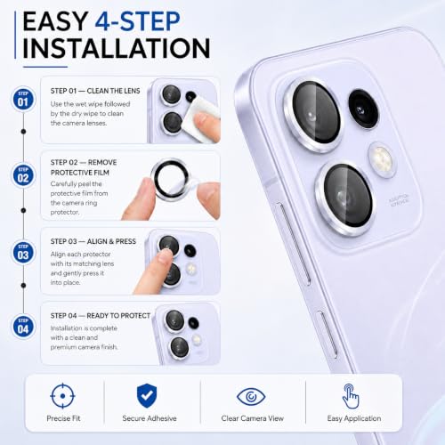Image of FIRST MART Pink Camera Ring Guard Protector for Oppo Reno 16 | Tempered Glass with Metal Alloy Rings, HD Clear, Scratch Resistant, Case-Friendly | Pack of 1