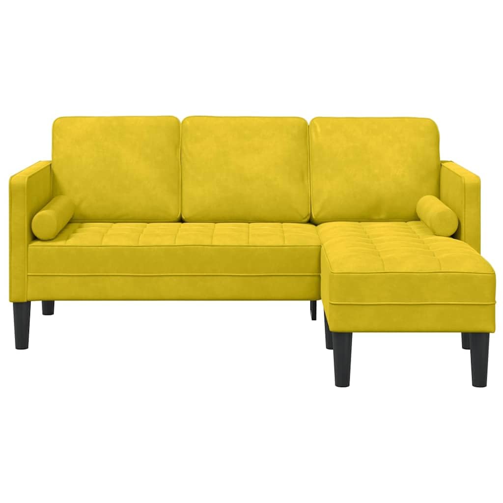 Zestaw sof żółtych z poduszkami z poliestru, nowoczesna sofa narożna 173 x 131 x 67 cm, 3-osobowy zestaw tapicerowany z aksamitnymi podłokietnikami, modułowy i trwały, do salonu, biura i