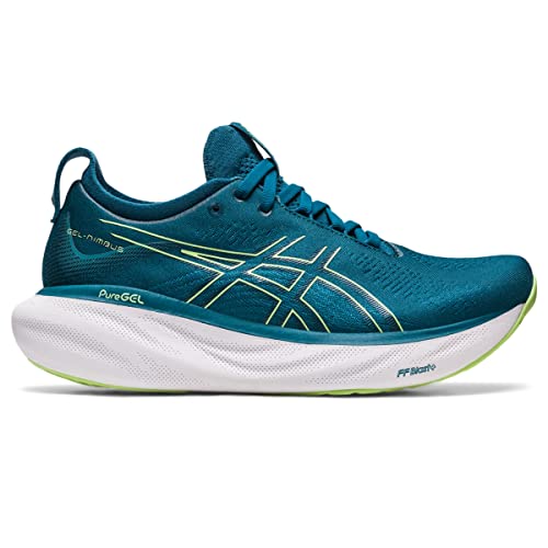 ASICS Women's Gel-Nimbus 25 Running Shoes, 6.5, Ink Teal/Lime Green