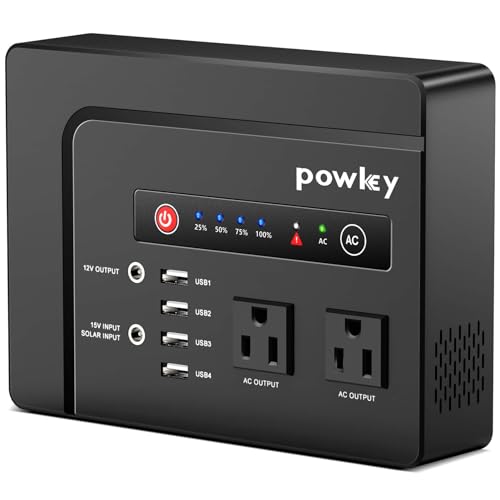 powkey 200W Portable Power Bank with AC Outlet, 146Wh Rechargeable Backup Lithium Battery, 110V Pure Sine Wave AC Outlet for Outdoor RV Trip Travel Home Office Emergency