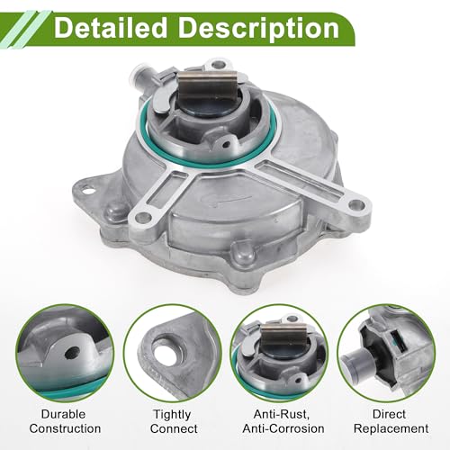Bomba de Vacío para Frenos N.o 06D145100G, Bomba de Vacío para Motor para Volkswagen Passat 2.0L (2006-2008), Aleación de Aluminio, Tonos Plateados, 1 Unidad miniatura 4