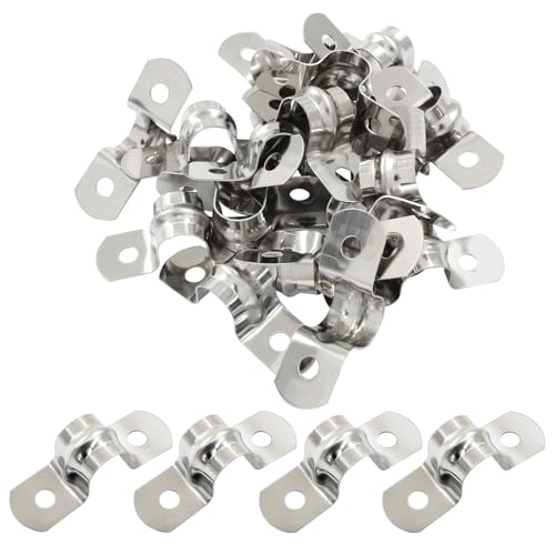 Kyuionty 30 Pcs 3/8 Inch Two-Hole U Pipe Clamp Strap, M10 Stainless Steel