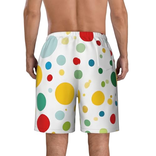 Men's Quick-Dry Swim Trunks Twister Polka Dots Print Beach Shorts with Pockets & Drawstring Elastic Waistband4