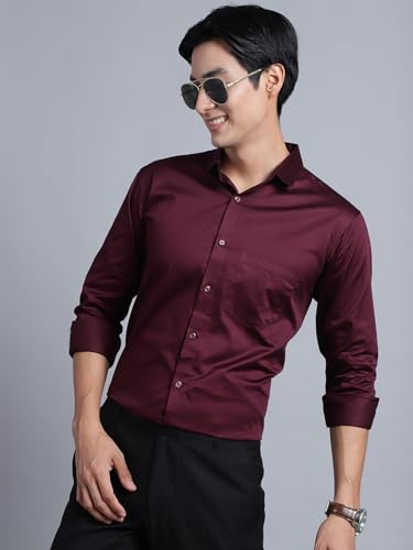 Image of Majestic Man Slim Fit Satin Cotton Formal Shirt for Men