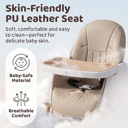 Image of StarAndDaisy 3-in-1 Multifunctional Baby High Chair with Adjustable Double Tray, 3-Point Safety Harness, Convertible Booster Seat & Kids Chair, Steel Frame, Feeding Chair for Babies & Toddlers