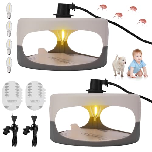 Trampa Para Pulgas, Paquete De 2 Trampas Para Lámparas Contra Pulgas Para El Hogar Con 4 Modos De Luz, Paquete De 10 Almohadillas Adhesivas Para Pulgas Para El Hogar, Alfombras, Ropa De Cama
