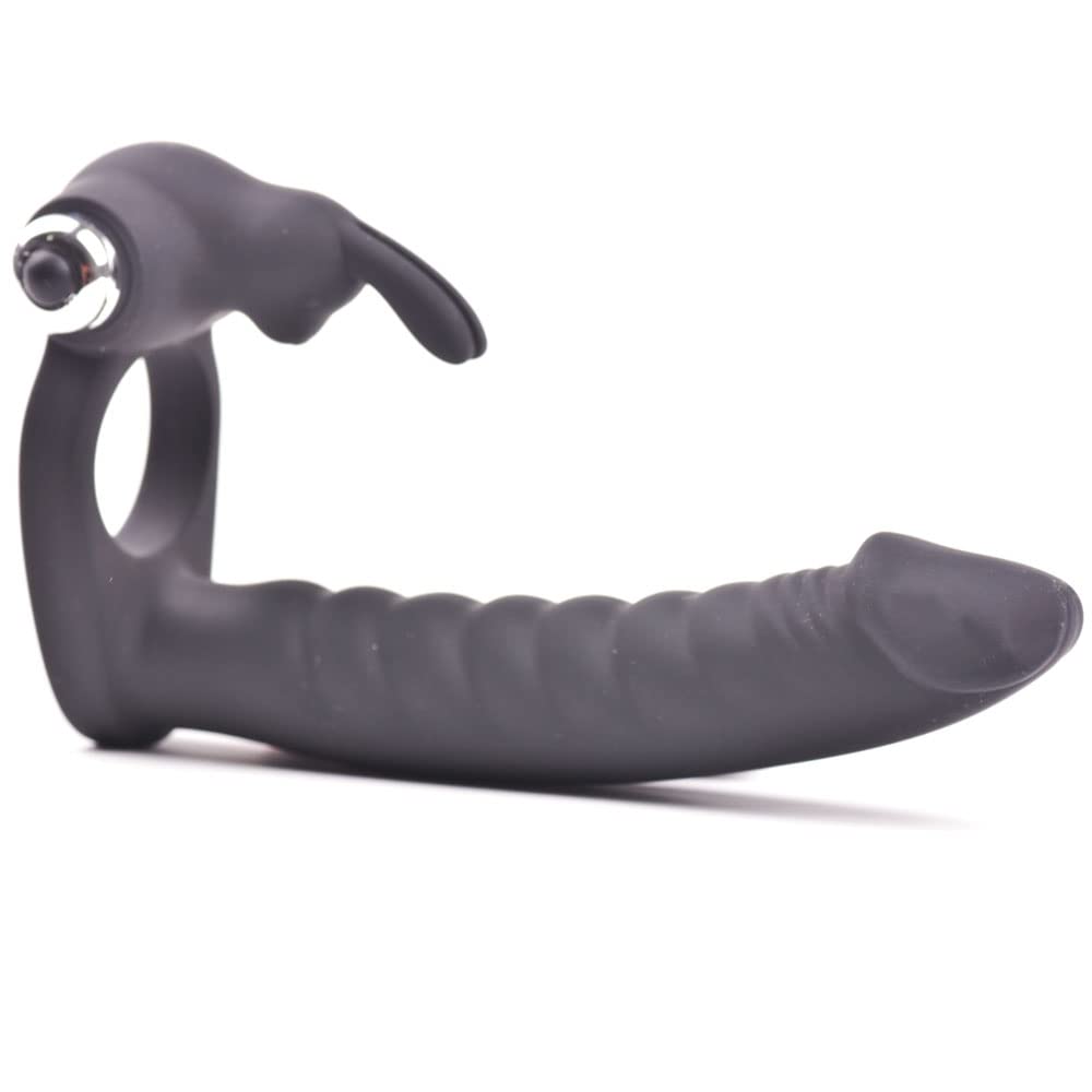BeHorny Cock Ring with Vibrating Anal Beads with Rabbit Vibrator Clitoris Stimulator