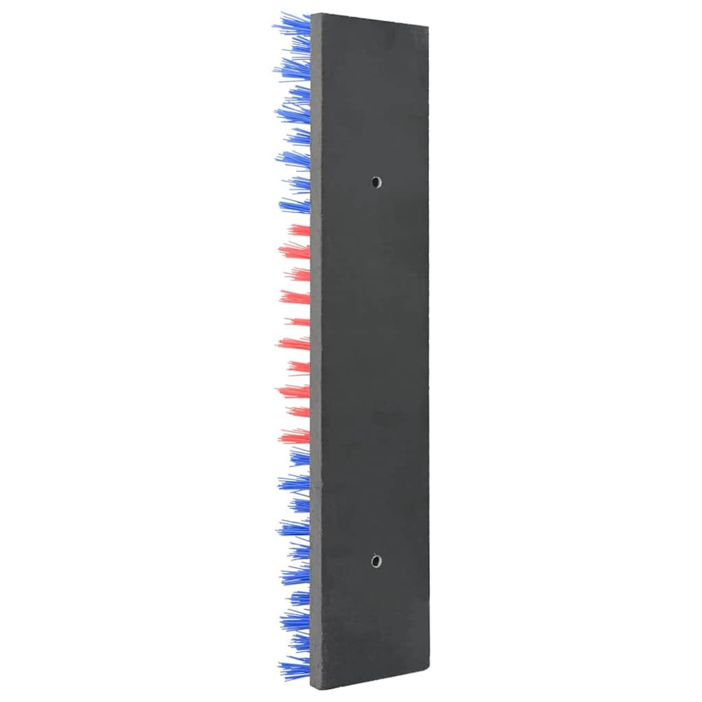 Cepillo de ganado montado en la pared de plástico y acero, rojo y azul, 50 x 10 x 6,5 cm, para establo y pasto, cuidado de ganado y caballos