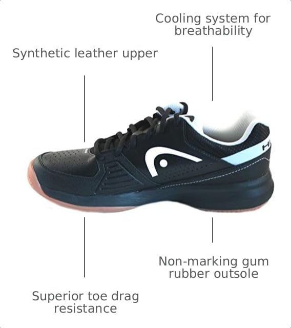 HEAD Mens Grid 2.0 Low RacquetballSquash Indoor Court Shoes Non-Marking product thumbnail 5