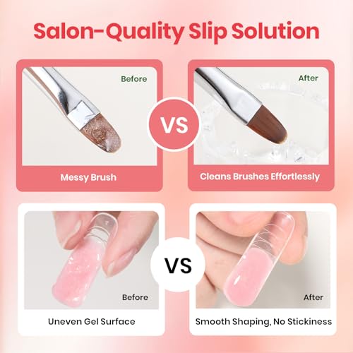 Beetles Nail Extension Gel, 4 Colors Poly Nail Gel Kit with Base & Top Coat, Slip Solution & Brush, All-in-One Starter Kit for Home Manicure, Holiday Gift for Women