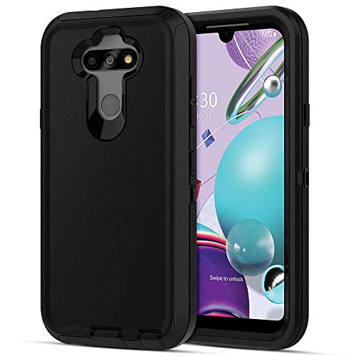 LG K31 Case, Jiunai Outdoor Heavy Duty Armor Non Slip Hybrid Dual Layer Rubber Sports Rugged Matte Protective Phone Cover Case for LG K31 Aristo 5 Risio 4 Phoenix 5 Fortune 3 K8X Tribute Monarch Black