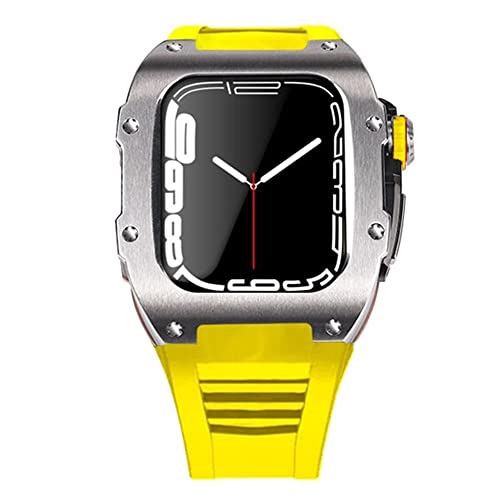 Protéger Apple Watch 7 contre les chocs grâce au kit boîtier titane et bracelet acier