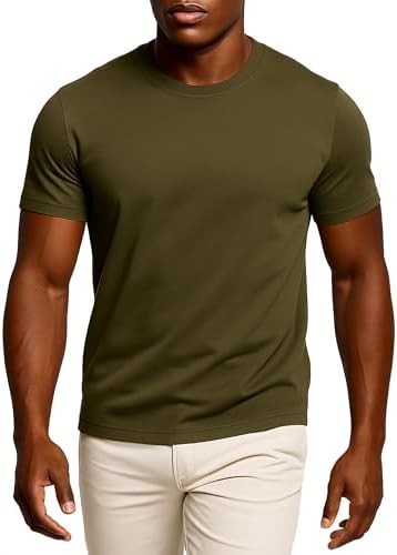 Leif Nelson Herren T-Shirt Slim Fit, Basic Kurzarm Shirt aus 100 % Baumwolle, Rundhals Sommer Shirt für Freizeit & Alltag