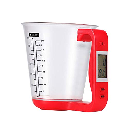 sahnah Multi-Function Kitchen Electronic Measuring Cup Digital LCD Display Pc Cup Powered by 1 Button Battery Red