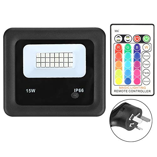 Preisvergleich Produktbild Mumusuki Flutlicht 15W LED Bunt Dimmbar Farbwechsel Flutlicht RGB Fernbedienung Außenbeleuchtung AC85-265V(EU)