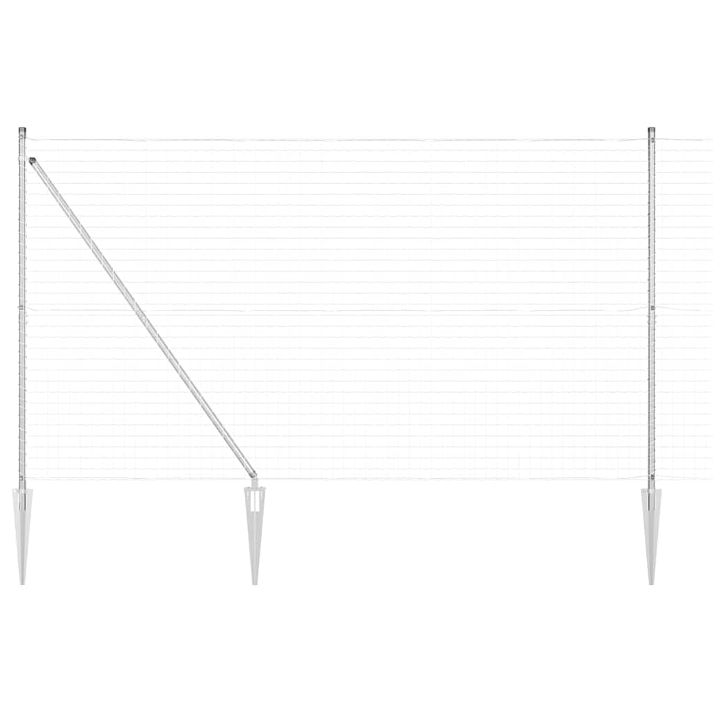 Steel Garden Fence Panel Set with Posts 1.6 x 10 m Silver Outdoor Boundary for Terrace Pet Enclosure Modern Durable Weather Resistant