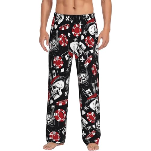 Vintage Skull Casino Mens Pj Pants,Soft Men Lounge Pants,Mens Pajama Pants Bottoms,Sleep Pants For Men4