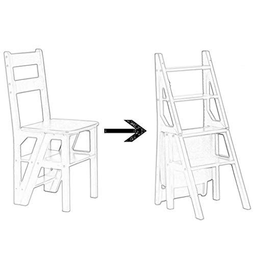 Taburete alto de madera plegable y silla de escalera de bambú 4