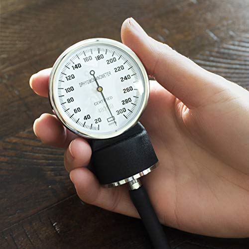 Healthsmart Manual Blood Pressure Monitor, Self Taking Blood Pressure Kit, With Cuff Size 13-17 Inches With Attached Stethoscope, Black, Adult Large #TOP7