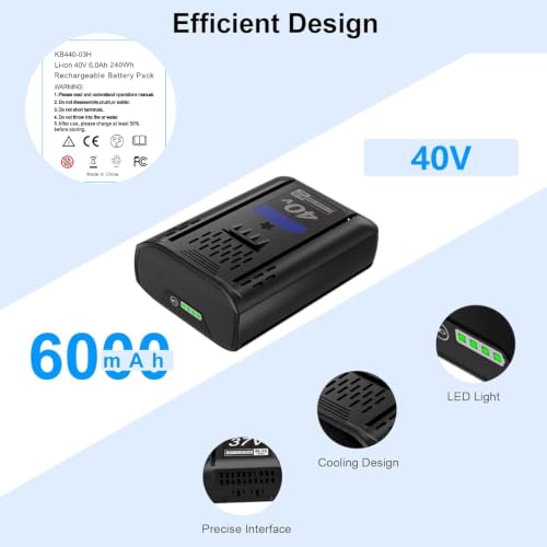 Image of 2 Pack 6.0Ah Lithium-ion Replacement for Kobalt 40V Battery Compatible with KPM1040A-03, KM-1640-06, KM 4040-06,Cordless Power Tool Battery-Black