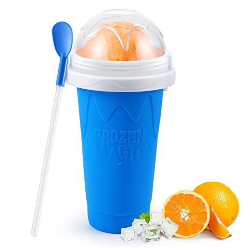 RELPOM® Slushie Maker Cup, TIK TOK Magic Quick Frozen Smoothies Cup, Cooling Cup, Double Layer Squeeze Slushy Maker Cup, Cool Stuff Birthday Gifts for Kids (Blue)