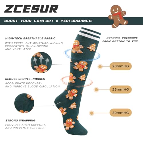 Cute Compression Socks for Women & Men 3 Pairs 15-20mmHg Nurses,Pregnancy,Travel,Holiday2